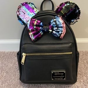 Brand new Minnie Mouse black sequin backpack